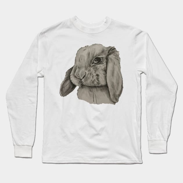 Rabbit Long Sleeve T-Shirt by Artbykellybain